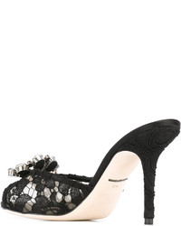 Mules en cuir ornées noires Dolce & Gabbana