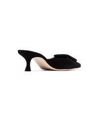 Mules en daim noires Manolo Blahnik