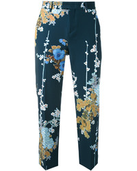 Pantalon à fleurs bleu canard Pt01