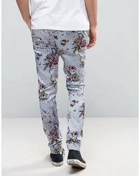 Pantalon à fleurs bleu clair Asos