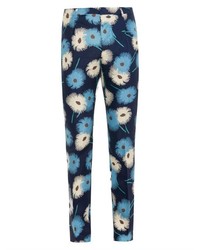 Pantalon à fleurs bleu marine