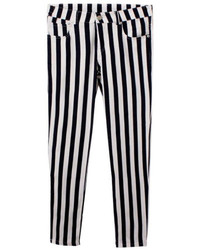 Pantalon à rayures verticales blanc et noir