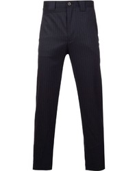 Pantalon à rayures verticales bleu marine Miharayasuhiro