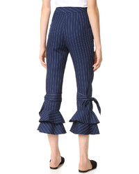 Pantalon à rayures verticales bleu marine Nicholas