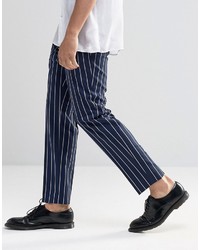 Pantalon à rayures verticales bleu marine Asos
