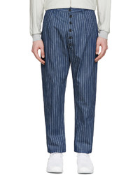 Pantalon à rayures verticales bleu marine Sunnei
