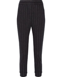 Pantalon à rayures verticales gris foncé Brunello Cucinelli
