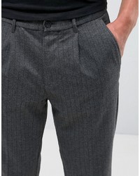 Pantalon à rayures verticales gris foncé Selected