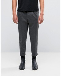 Pantalon à rayures verticales gris foncé Selected
