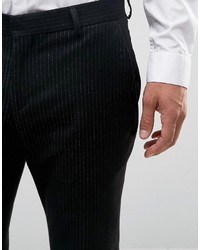 Pantalon à rayures verticales noir Selected