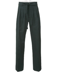 Pantalon à rayures verticales vert foncé