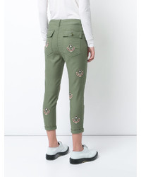 Pantalon brodé olive The Great