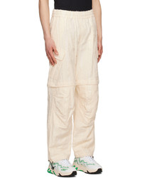 Pantalon cargo à rayures horizontales beige MSGM