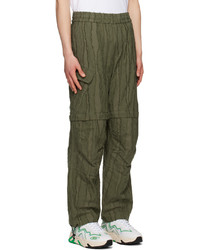 Pantalon cargo à rayures horizontales olive MSGM