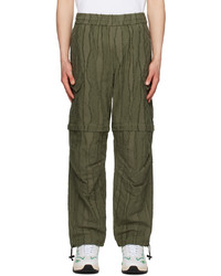 Pantalon cargo à rayures horizontales olive MSGM