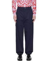 Pantalon cargo brodé bleu marine Vivienne Westwood