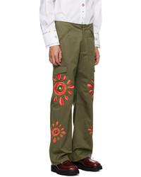 Pantalon cargo brodé olive BLUEMARBLE