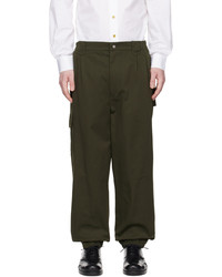 Pantalon cargo brodé vert foncé