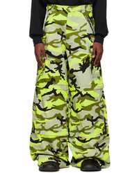Pantalon cargo camouflage chartreuse