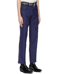 Pantalon cargo en laine bleu marine Paria Farzaneh