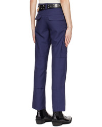 Pantalon cargo en laine bleu marine Paria Farzaneh