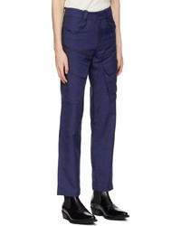 Pantalon cargo en laine bleu marine Paria Farzaneh