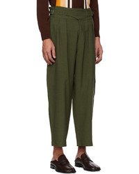 Pantalon cargo en laine vert foncé Beams Plus