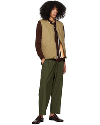 Pantalon cargo en laine vert foncé Beams Plus