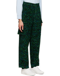 Pantalon cargo en velours côtelé à fleurs vert foncé Paul Smith