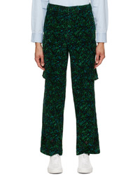 Pantalon cargo en velours côtelé à fleurs vert foncé Paul Smith