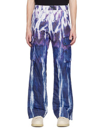 Pantalon cargo imprimé tie-dye bleu