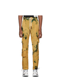 Pantalon cargo imprimé tie-dye jaune