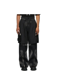 Pantalon cargo imprimé tie-dye noir