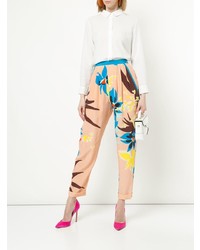 Pantalon carotte à fleurs rose DELPOZO