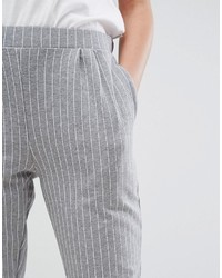 Pantalon carotte à rayures horizontales gris Pull&Bear