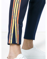 Pantalon carotte à rayures verticales bleu marine Mira Mikati