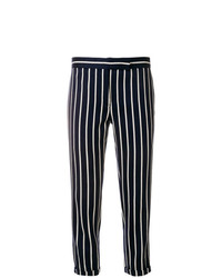 Pantalon carotte à rayures verticales bleu marine Thom Browne