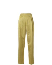 Pantalon carotte à rayures verticales jaune Etro