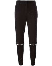 Pantalon carotte à rayures verticales noir DKNY