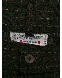 Pantalon carotte à rayures verticales olive Yves Saint Laurent Vintage