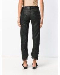 Pantalon carotte en cuir noir Ann Demeulemeester