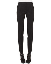 Pantalon carotte en laine plissé noir