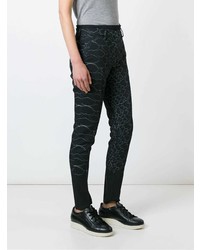 Pantalon carotte imprimé bleu marine Marcelo Burlon County of Milan