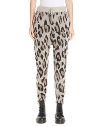 Pantalon carotte imprimé léopard beige