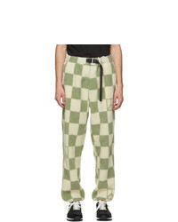 Pantalon chino à carreaux blanc et vert