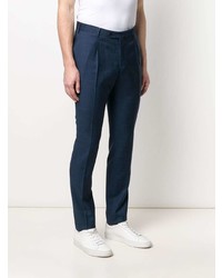Pantalon chino à carreaux bleu marine Pt01
