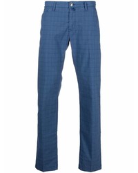 Pantalon chino à carreaux bleu Jacob Cohen