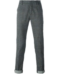 Pantalon chino à carreaux gris foncé Dondup
