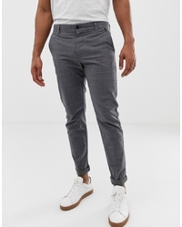 Pantalon chino à carreaux gris foncé Selected Homme