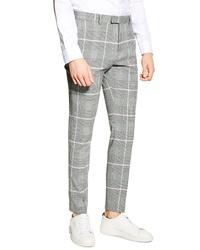 Pantalon chino à carreaux gris